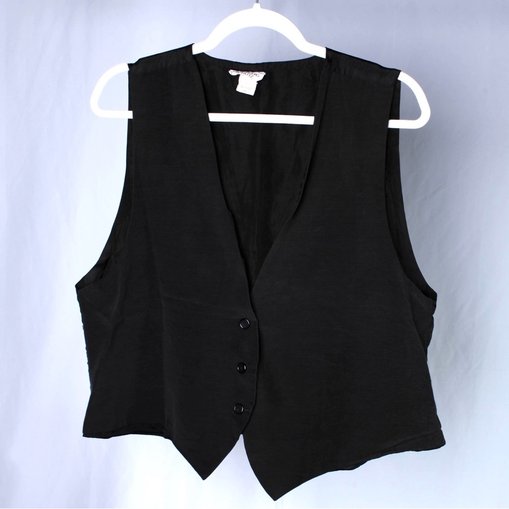 Vintage Black Vest Hirschberg Schutz M/L 50 Acetate/50 Cotton